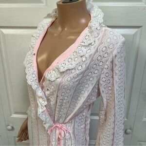 Vintage Pink Lace Robe Gaymode Size S/M